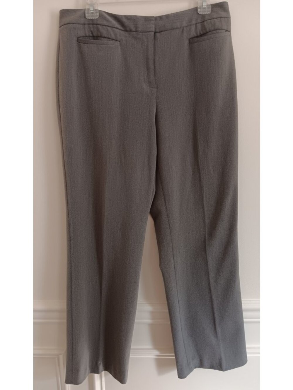 Liz Claiborne Women's Audra Style Solid Gray Flat Front Dress Pants